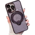 thumbnail image 1 of Magnetic Glitter Case for iPhone 15 Pro Max Compatible with Magsafe,360 Rotating Ring Magnetic Hidden Stand Case,Luxury Bling Full Camera Protector Shockproof Cover for Women Girls-Purple, 1 of 12