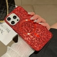 thumbnail image 1 of Magnetic Glitter Case for iPhone 15 Pro Max, Luxury Shining Bling Phone Case Compatible with MagSafe for Women Girls, Wireless Charging Support Shockproof Cover for iPhone 15 Pro Max, Red, 1 of 10