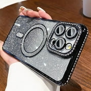 Magnetic Glitter Case for iPhone 16 Pro Max 6.9" [Compatible with MagSafe] Military-Grade Protection, Clear Glitter Cover Camera Lens Screen Protector Cover for