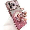thumbnail image 1 of Magnetic Glitter Case for iPhone 17 Pro Max,[Compatible with MagSafe] Bling Sparkly Diamond with Camera Protector&Butterfly Kickstand&Makeup Mirror Women Girls Case for iPhone 17 Pro Max,Pink, 1 of 9