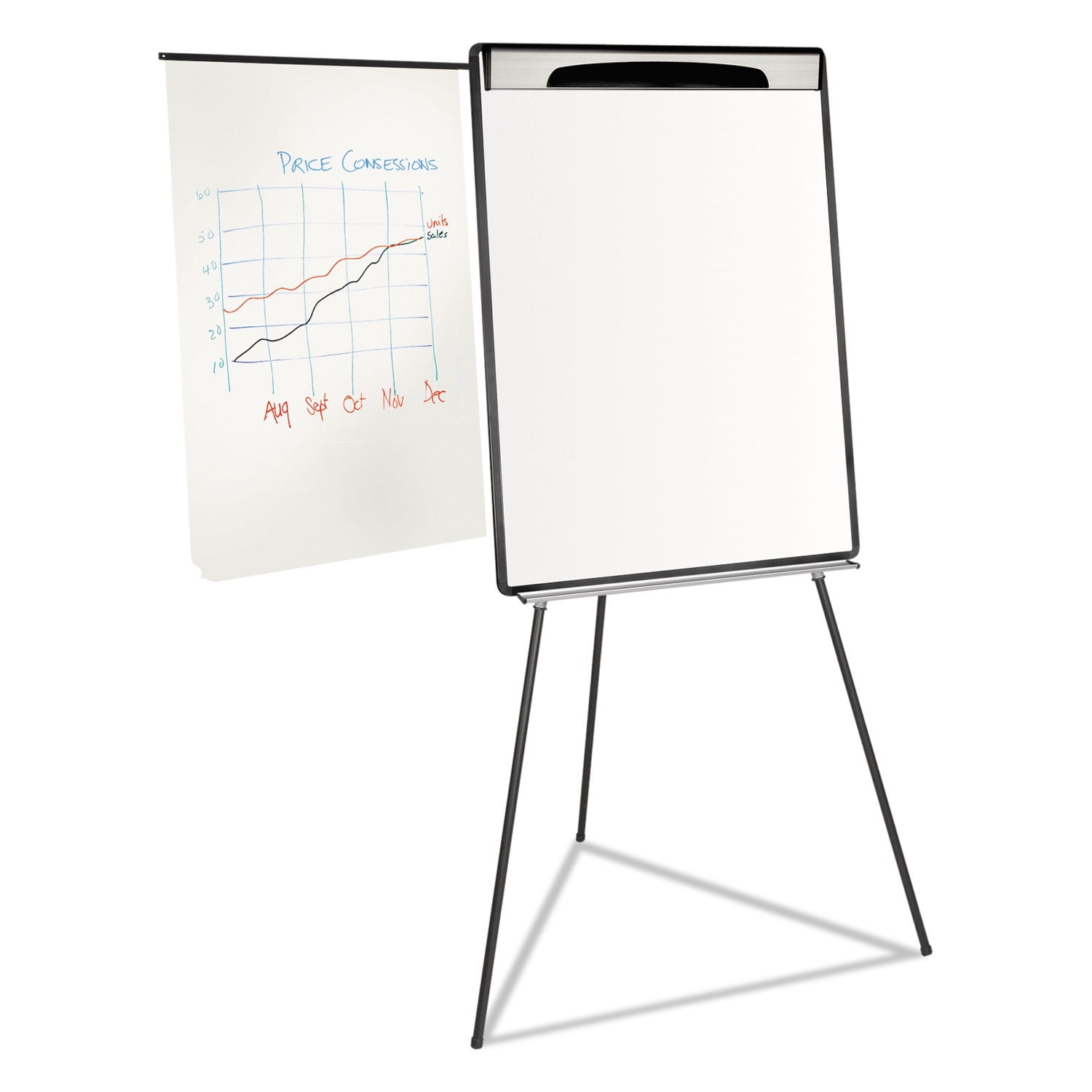 Gold Ultra Dry Erase Tripod Easel W/ Ext Arms, 32" to 72