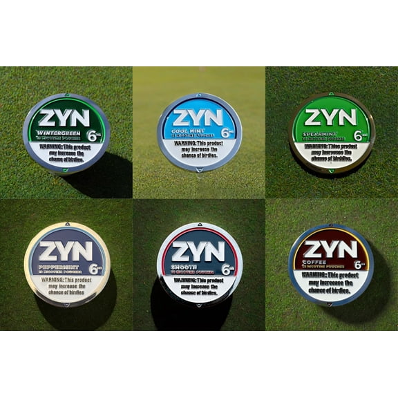 Magnetic Golf Ball Marker Set – 6-Pack 1.5” Coin Style Iron Markers (Flavor Collection Inspired by Zyn)