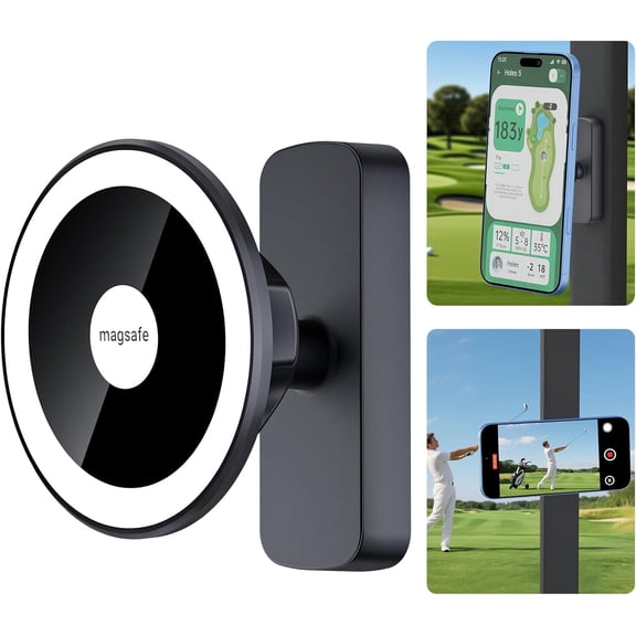 Magnetic Golf Cart Phone Holder Compatible with MagSafe iPhone 16/15/14/13/12 Series, Fits EZGO More Any Iron Metal Surface for Golf Cart Accessories MagSafe Gift