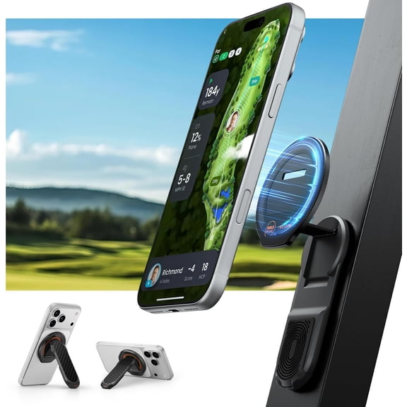 Magnetic Golf Cart Phone Holder, Dual-Sided Phone Stand Mount Compatible with iPhone 17/16/15/14 & Galaxy S26 Ultra, Golf Accessories Golf Gifts for Men Women Golfers, Black