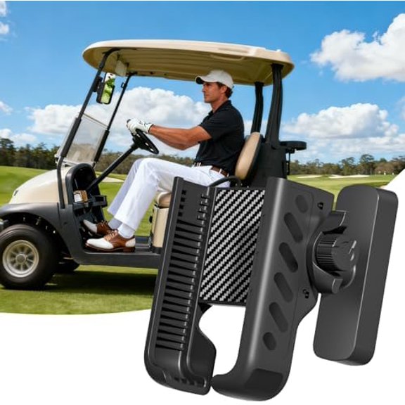 Magnetic Golf Cart Phone Holder Mount Compatible with iPhone/Galaxy/Google Pixel, Fits EZGO Club Car Yamaha, Ultra Strength Magnet/360° Rotatable/1s Phone Clip Install & Golf Cart Accessories（Black）