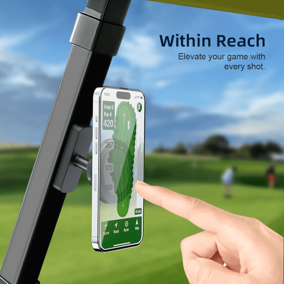 Magnetic Golf Cart Phone Mount, MagSafe Compatible, Ultra-Strong 20X N52 Dual Magnets, Cradle-Free 360° Rotating Holder for iPhone & Android