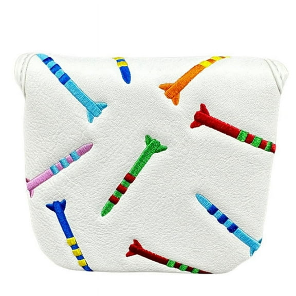 Magnetic Golf Putter Cover PU Mallet Putter Cover Portable Magnetic Closure Golf Head Cover White