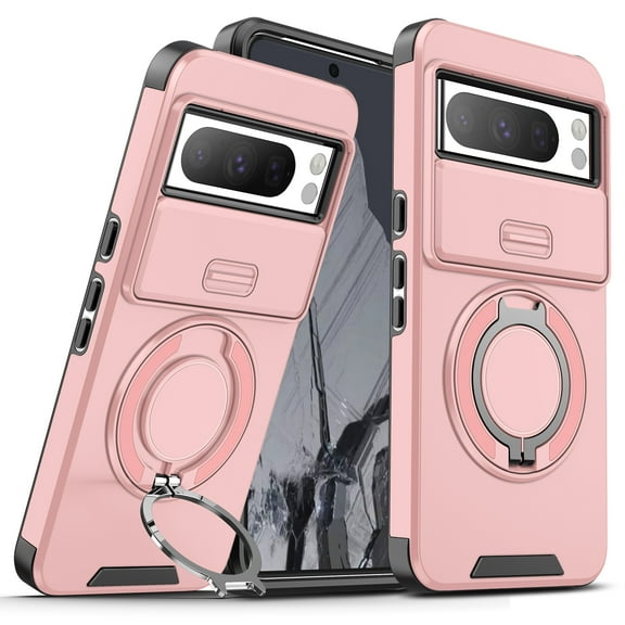 Magnetic for Google Pixel 7 Pro Case [Compatible with MagSafe] [360° Rotatable Ring Holder Kickstand] [Military Grade Protection] Shockproof Slim Phone Case for Google Pixel 7 Pro,Pink