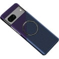 thumbnail image 1 of Magnetic for Google Pixel 8 Case Carbon Fiber Texture Compatible with MagSafe Slim Minimalist Style Military Grade Shockproof Protective Case, Blue&Purple, 1 of 8