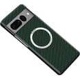 thumbnail image 1 of Magnetic for Google Pixel 8 Pro Case Carbon Fiber Texture Compatible with MagSafe Slim Minimalist Style Military Grade Shockproof Protective Case, Green, 1 of 8