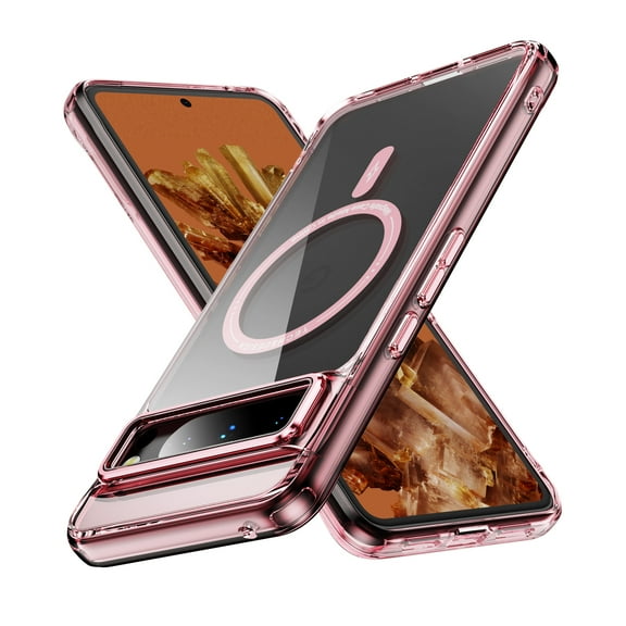 Magnetic for Google Pixel 8 Pro Case, [Compatible with MagSafe] [Full Camera Protection] [10FT Drop Protection] Non-Yellowing Shockproof Protective Slim Phone Case for Google Pixel 8 Pro,Pink