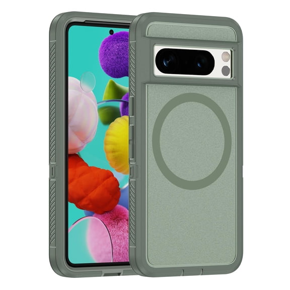 Magnetic for Google Pixel 8 Pro Case,Compatible with MagSafe,Military Grade Dropproof Translucent Matte Hard Back Soft Edge Anti-Fingerprint Protective Case for Google Pixel 8 Pro,Green