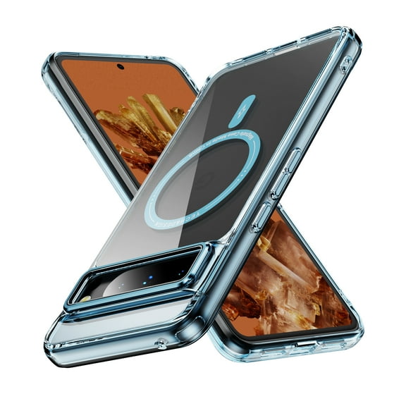 Magnetic for Google Pixel 8 Pro Case, [Fit for MagSafe] [Never Yellowing] [Military Grade Rugged Durable Protection] Back Slim Clear Wireless Charging Shockproof Premium Phone Case,Blue