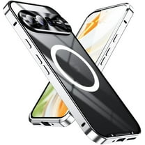 Magnetic for Google Pixel 9 Pro XL Case Compatible with MagSafe Charger Ultra Slim Matte PC Back Metal Frame Bumper Scratch Resistant Safety Lock Shockproof Protective Case, Silver