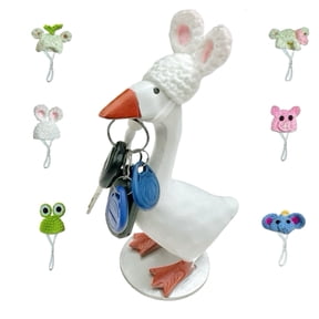 Desk Goose with Detachable Interchangeable Hats (3 Options: Animal/Plant/No Hat), 7-Inch Height, Magnetic Goose Key Holder, Cute Home/Office Decor for Organizers & Gift Lovers(6 Animal Hats)