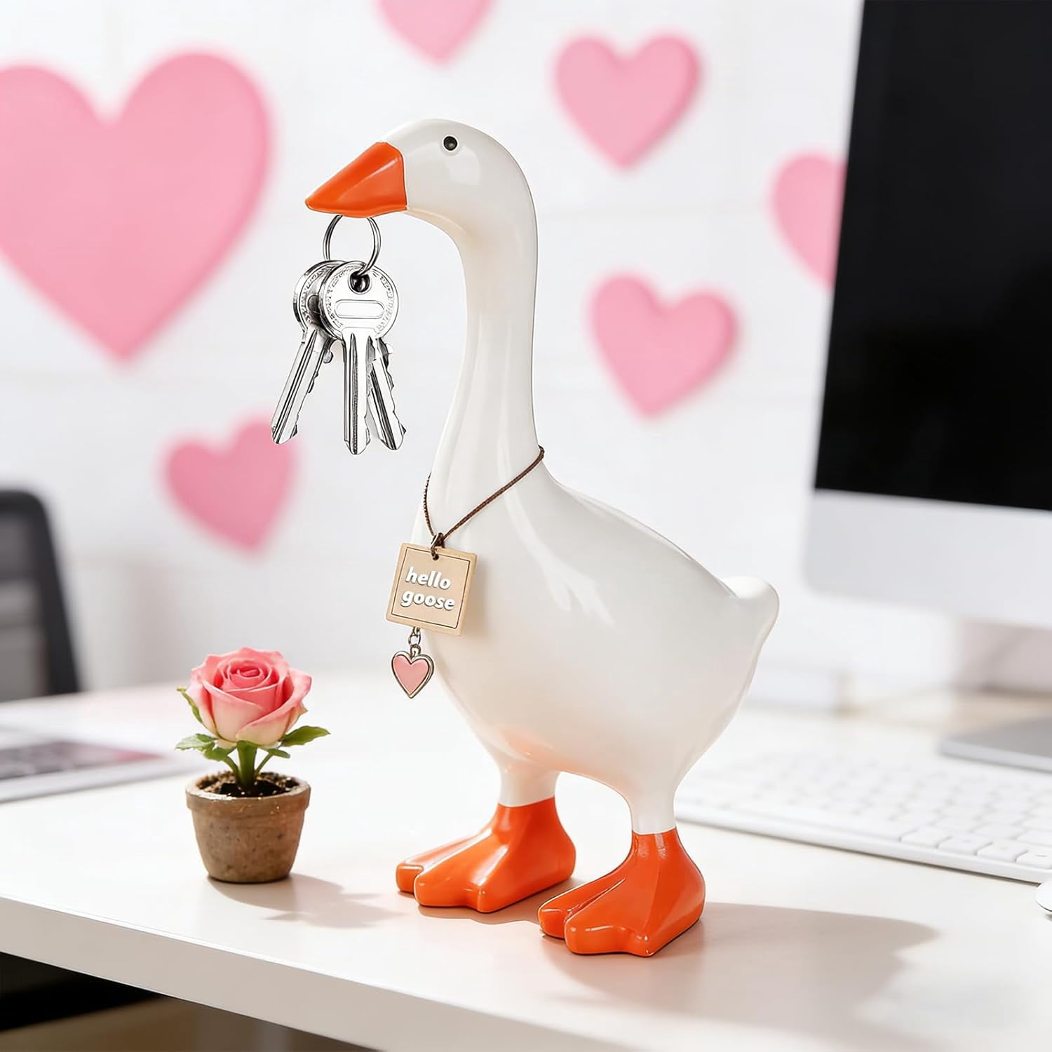 Magnetic Goose Key Holder, Resin Goose Statue for Key Hanger, Kawaii ...