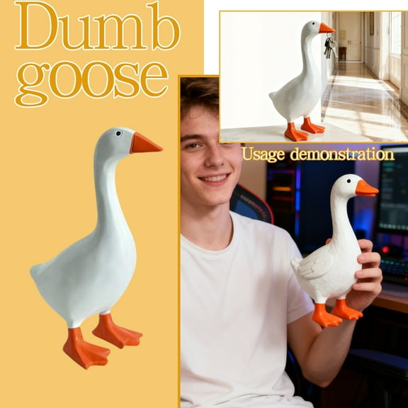 Magnetic Goose Statue for Gamers, 3D Resin Duck Figure with Magnet, Novelty Desktop Decor for Game Room, Cute Animal Key Rack