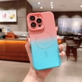 thumbnail image 1 of Magnetic Gradient for iPhone 12 Pro Phone Case, Compatible with MagSafe, Full Camera Lens Protection Silicone Shockproof Matte Slim Case Cover for iPhone 12 Pro 6.1 inch, Pink+Blue, 1 of 10