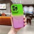thumbnail image 1 of Magnetic Gradient for iPhone 14 Pro Max Phone Case, Compatible with MagSafe, Full Camera Lens Protection Silicone Shockproof Matte Slim Case Cover for iPhone 14 Pro Max 6.7 inch, Green+Purple, 1 of 10