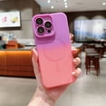 thumbnail image 1 of Magnetic Gradient for iPhone 15 Pro Max Phone Case, Compatible with MagSafe, Full Camera Lens Protection Silicone Shockproof Matte Slim Case Cover for iPhone 15 Pro Max 6.7 inch, Purple+Pink, 1 of 10