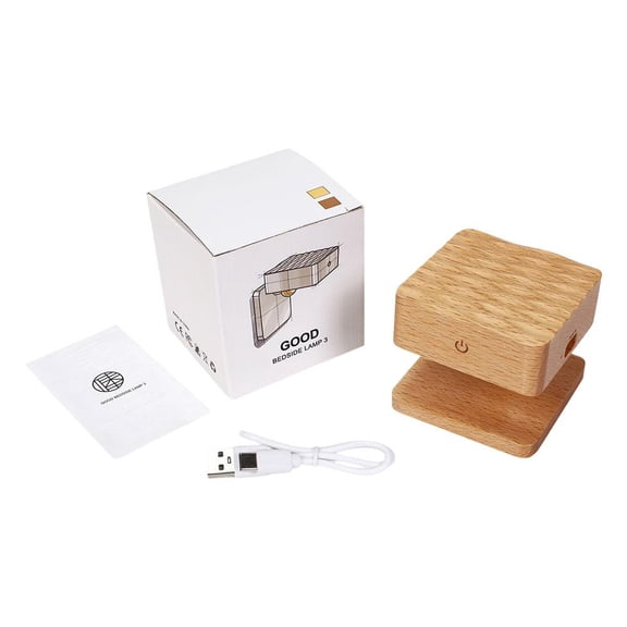 Magnetic Gravity Sensor Wall Lamp Rechargeable Wireless Motion Sensor Light Headboard Bedside Reading Light No Wiring No Drilling Wood Design