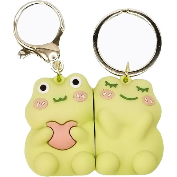 Magnetic Green Frogs Couple Cute Key Chains Key Ring for Backpacks, Bags, Friends, Lovers