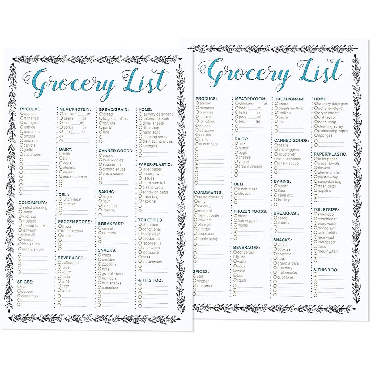 BEST PAPER GREETINGS Magnetic Grocery List Pad for Fridge, Printed Shopping List Notepad with magnet (100 Sheets, 9.25 x 6.25 In, 2 Pack)