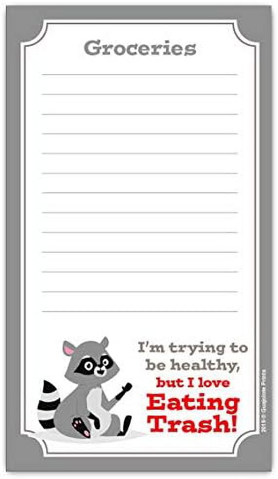 Grocery Lists, 8 X 3.5Inches Notepad, Funny Raccoon Loves To