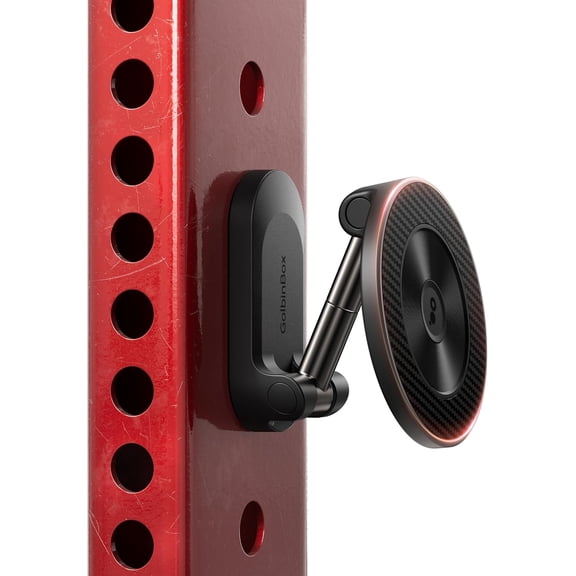 Magnetic Gym Phone Holder for MagSafe, All Metal Dual-Magnet Mount for iPhone and Android, 360 Adjustable Tri-Axis, Gym Essentials for Bodybuilder Men Women Recording Fitness Exercise,Black