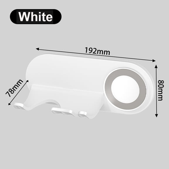 Magnetic Hair Dryer Nozzle Holder Drill-Free Wall Mount Plastic Storage Rack Universal Fit Gray White Bathroom Organizer