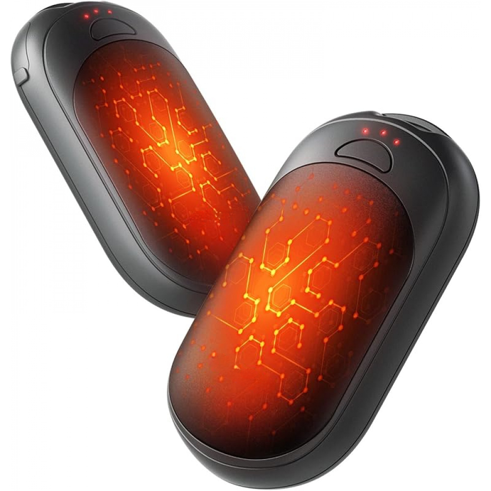 Magnetic Hand Warmers Rechargeable 2 Pack, Electric Hand Warmers with Smart Heating 3 Settings, Ultra Slim Portable Pocket Heater for Camping, Hunting,  Christmas Gifts for Men and Women（Black）