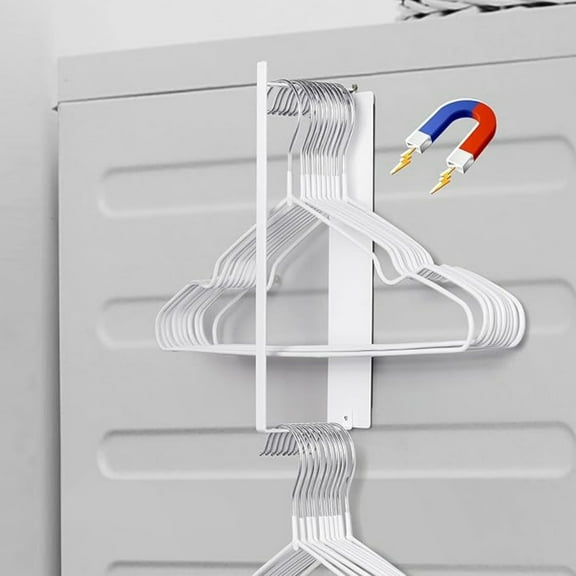 Magnetic Hanger Organizer Stacker,Clothes Hanger Storage Rack,Hanger Holder for Closet Laundry Room Washing Machine,White