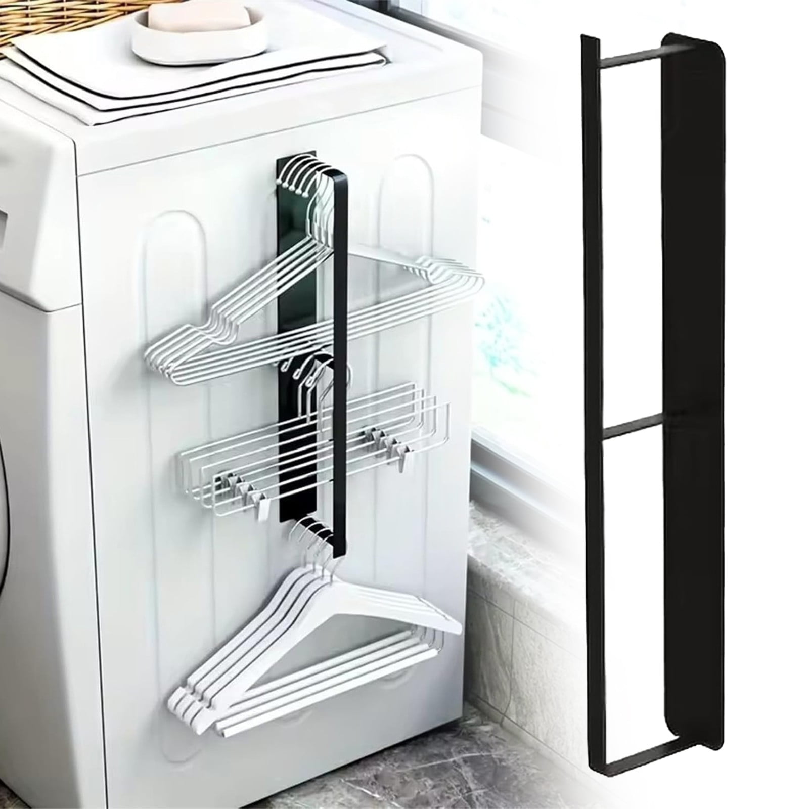 Magnetic Hanger Organizer for Washing Machine & Closet Laundry Room, Space Saving Hanger Storage Holder, Hanger Storage Rack Stacker, 2 Size