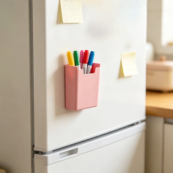Magnetic Hanging & Suction-Style Pen Container Whiteboard Marker Storage Box, Wall-Mounted Large-Capacity Pen Holder, 3.35x2.48x1.1 Inch, 1 Container