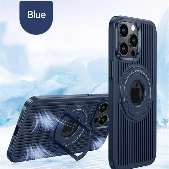 for Magnetic Heat Dissipatio case for iPhone 13 Pro, Compatible with MagSafe, Cooling Drop Protection, Adjustable Kickstand case, Ice Armour Cool Matte Material Phone Case,Blue
