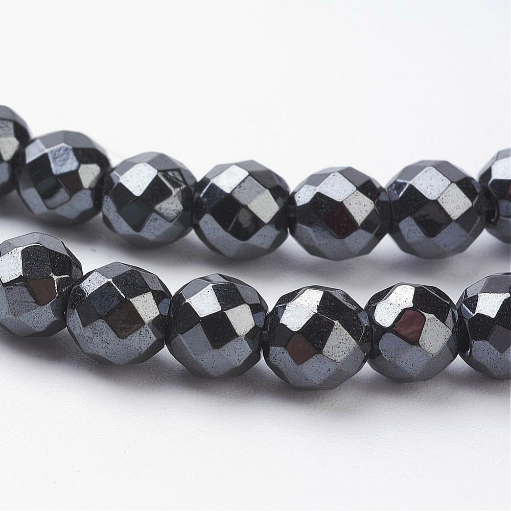Magnetic Hematite Beads Strands 48 Faceted Round Black 6mm in diameter ...
