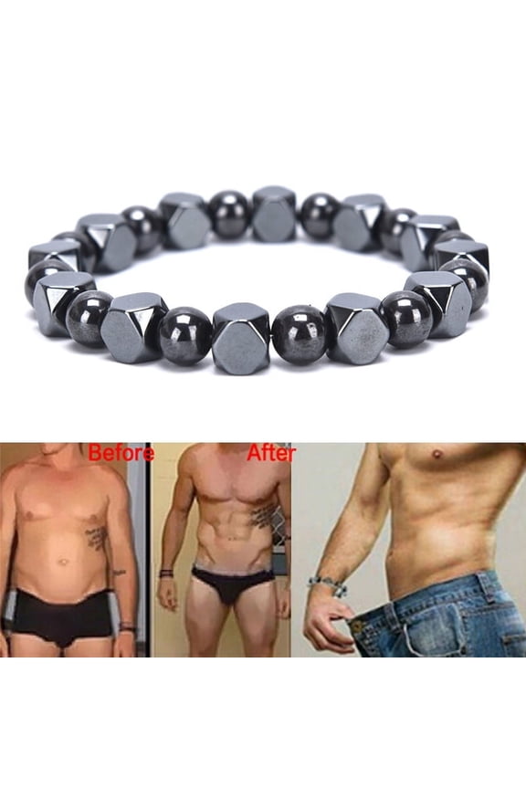 Magnetic Hematite Black Beads Stretch Health Care Bracelet Men Bangles Jewelr WA