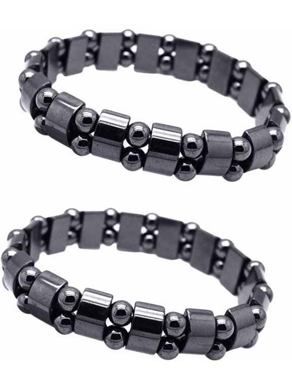 Magnetic Hematite Bracelet 2 Pcs Men's/Women's Hematite Magnetic Bracelets