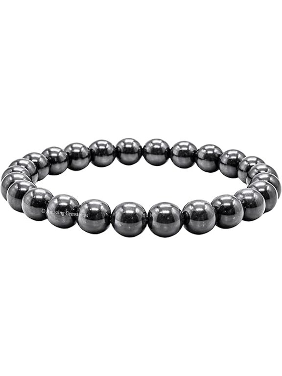Magnetic Hematite Bracelet - 8mm Beaded Stretch Bracelet and Healing Stones