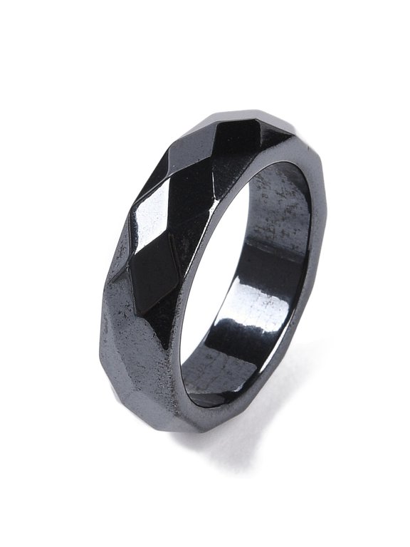 Magnetic Hematite Finger Ring for Men Women 6mm Inner Diameter: 18.4mm