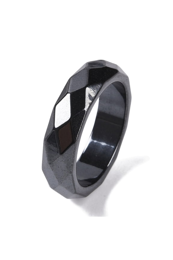 Magnetic Hematite Finger Ring for Men Women 6mm Inner Diameter: 19.7mm