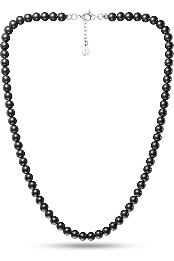 Magnetic Hematite Necklace – Ultra Strength Magnetic Hematite Stones – Unisex Beaded Necklaces for Men and Women (6mm Round Beads)