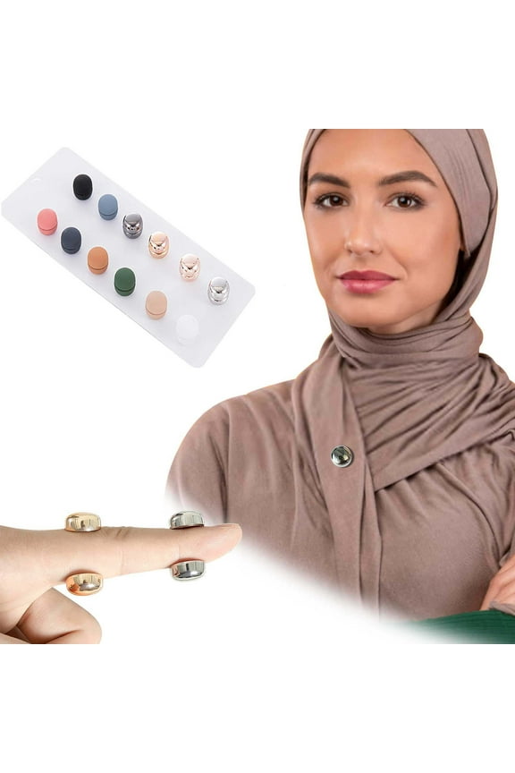 Magnetic Hijab Pins for Women | 12 Pairs Pinless Scarf Clips - Super Strong Magnets Hold Shawls, Shirts, Dresses, Delicate Fabrics | No Snag Secure Fastener | Assorted Colors | 1.25cm