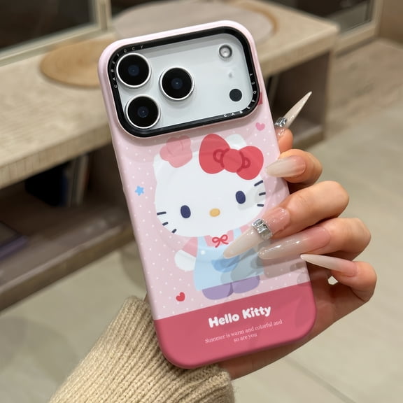 Magnetic Holder Magsafe Wireless Charge Phone Case For iPhone 17 16 15 14 13 Pro Max Cute Cartoon Sanrio Hello Kitty Cover