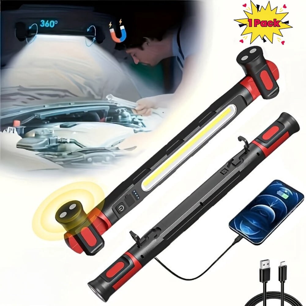 Magnetic Under Hood Light - 3000LM Rechargeable LED Work Light Bar, 5200mAh Cordless with Hooks, Heavy Duty Hood Light for Automotive Repair, Mechanics and Garage Use