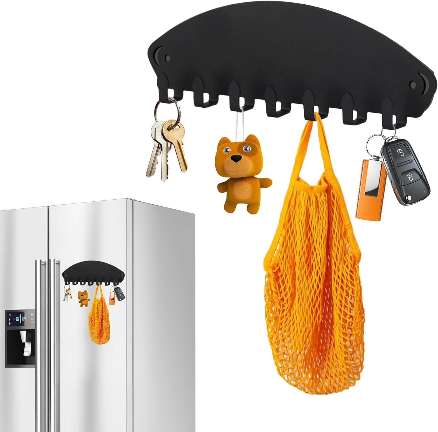 Magnetic Hook Rack, Magnetic Key Holder for Wall 7 Hooks, Wall Mount ...