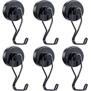 Magnetic Hooks, 100 Lb Heavy Duty Neodymium Magnet Hook With Rust Proof For Indoor Outdoor Hanging,Refrigerator,Grill,Kitchen,Key Holder,Black - 6Pcs