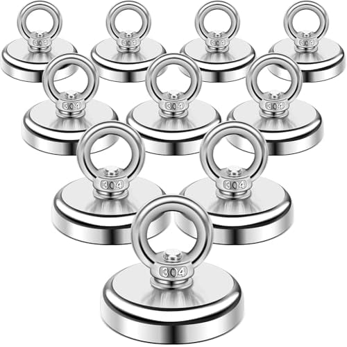 Magnetic Hooks, 100 lbs Heavy Duty Rare Earth Neodymium Magnet Hooks with Countersunk Hole Eyebolt for Workplace, Home, Kitchen, Office and Garage, 10 Packs