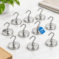 Magnetic Hooks, 12 Pack, 1.26in, 130lb Tension, Rust Resistant Coating ...