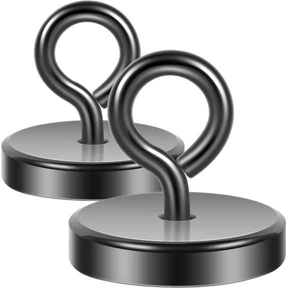 Magnetic Hooks,120lb Heavy Duty Earth Magnets with Hook for Refrigerator, Extra Strong Cruise Hanging, Hanger Cabins, Grill(Black2 Pack)